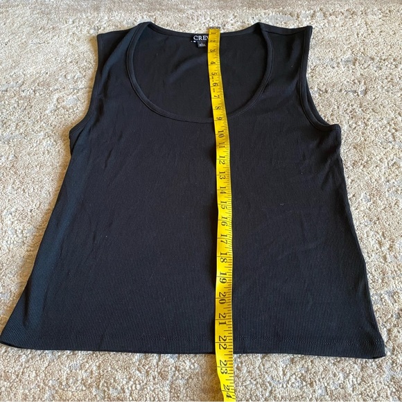 J Crew Ribbed Tank Top Solid Black Sleeveless Round Neck Cotton: Large - Picture 5 of 8